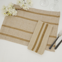 Saro Lifestyle 5835 Woven Stripe 13X19 Placemat And 20 Napkin - Set Of 8