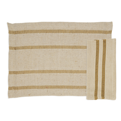 saro lifestyle 5835 Woven Stripe 13X19 Placemat And 20 Napkin - Set Of 8