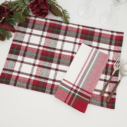 Saro Lifestyle 6834 Plaid 13X19 Placemat And 20 Napkin - Set Of 8