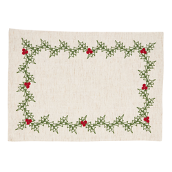 Saro Lifestyle 8076 - Embrd Holly 14X20 Placemat And 20 Napkin -Set Of 8