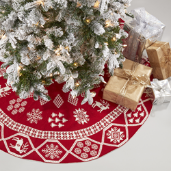saro lifestyle 8204 Reversible Kitted Christmas Tree Skirt