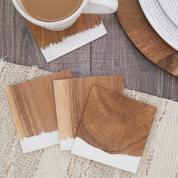 Saro Lifestyle CO538 Wood And Resin Coasters - Set Of 4