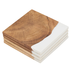 saro lifestyle CO538 Wood And Resin Coasters - Set Of 4