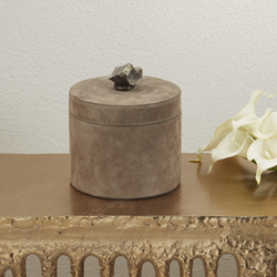 Saro Lifestyle HA317 Leather Box With Semi Precious Stone