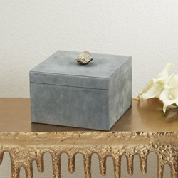 Saro Lifestyle HA411 Leather Box With Semi Precious Stone