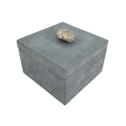 saro lifestyle HA411 Leather Box With Semi Precious Stone