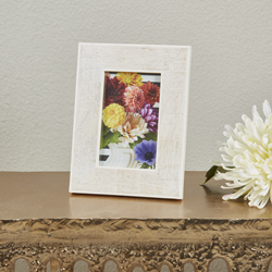 Saro Lifestyle PF250 Cross Hatch Bone And Wood Photo Frame