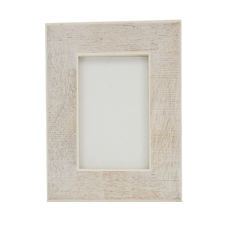 saro lifestyle PF250 Cross Hatch Bone And Wood Photo Frame