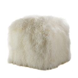 saro lifestyle PU356 Mongolian Lamb Fur Pouf - 18Dx16h