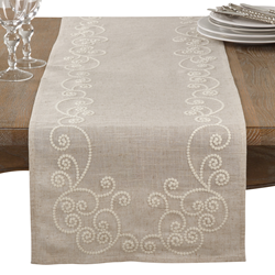 Saro Lifestyle 001 Swirl Embroidered Runner