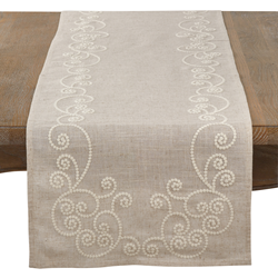 saro lifestyle 001 Swirl Embroidered Runner