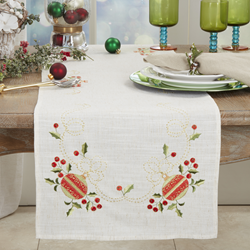 Saro Lifestyle 007 Embroidered Ornament Runner