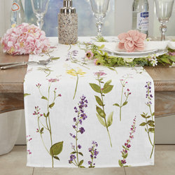 Saro Lifestyle 1015 Watercolor Floral Stems Runner