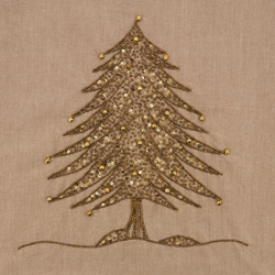 Saro Lifestyle 1025 Beaded Xmas Tree Design Runner