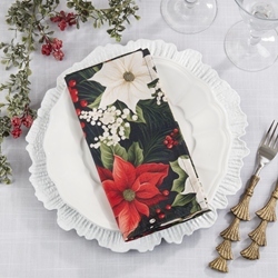 Saro Lifestyle 1033 Poinsettia And Berries Napkin