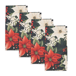 Saro Lifestyle 1033 Poinsettia And Berries Napkin