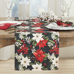 Saro Lifestyle 1033 Poinsettia And Berries Runner