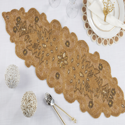 Saro Lifestyle 1049 Beaded Scroll Motif Runner
