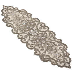 saro lifestyle 1049 Beaded Scroll Motif Runner
