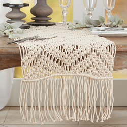 Saro Lifestyle 1120 Macramé Runner