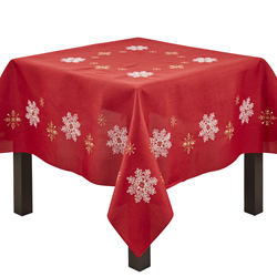 Saro Lifestyle 116 Snowflake Design Tablecloth