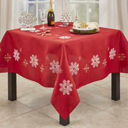 Saro Lifestyle 116 Snowflake Design Tablecloth