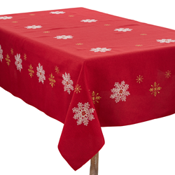 saro lifestyle 116 Snowflake Design Tablecloth