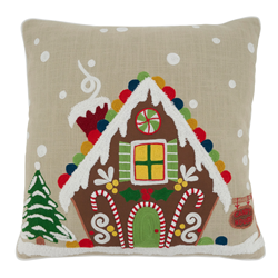saro lifestyle 1171 Gingerbread House Pillow