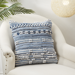 Saro Lifestyle 1213 Denim Chindi Pillow
