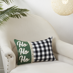 Saro Lifestyle 1326 Buffalo Plaid Ho Ho Ho Pillow