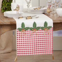 Saro Lifestyle 1328 Buffalo Plaid Holly Runner