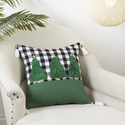 Saro Lifestyle 1330 Buffalo Plaid Trees Pillow
