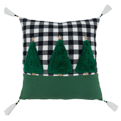 saro lifestyle 1330 Buffalo Plaid Trees Pillow