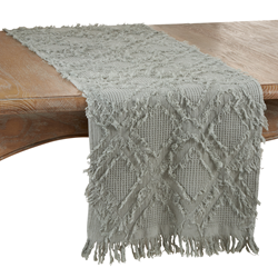 saro lifestyle 1877 Fringe Waffle Weave Runner