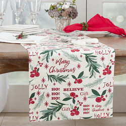 Saro Lifestyle 2128 Holly Christmas Runner
