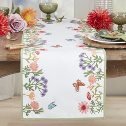Saro Lifestyle 223 Flowers And Butterflies Runner