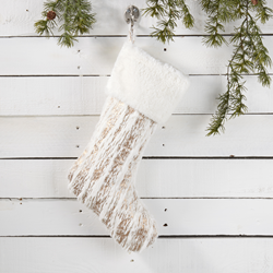 Saro Lifestyle 2323 Foil Print Faux Fur Stocking