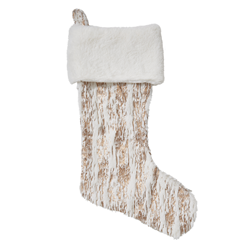 saro lifestyle 2323 Foil Print Faux Fur Stocking