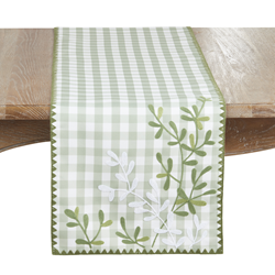 saro lifestyle 2480 Whipstitch Plaid Leaves Runner