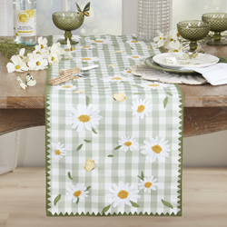 Saro Lifestyle 250 Whipstitch Plaid Daisy Runner