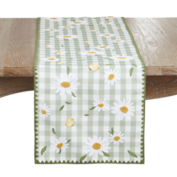 saro lifestyle 250 Whipstitch Plaid Daisy Runner