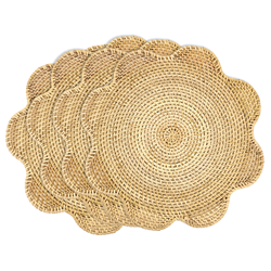 Saro Lifestyle 2572 Scalloped Rattan Placemat