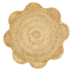 Saro Lifestyle 2572 Scalloped Rattan Placemat
