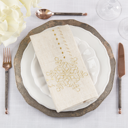 Saro Lifestyle 3138 Embroidered Snowflakes Napkin