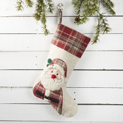 Saro Lifestyle 3244 Plaid Santa Stocking