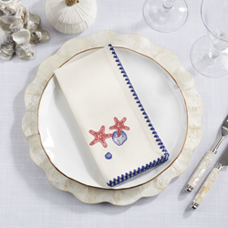 Saro Lifestyle 416 Embroidered Sea Shells Napkin