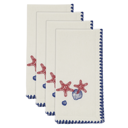 Saro Lifestyle 416 Embroidered Sea Shells Napkin