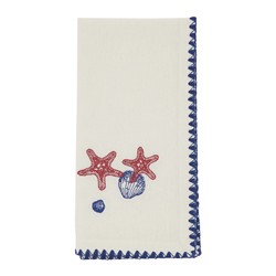saro lifestyle 416 Embroidered Sea Shells Napkin