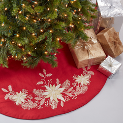 saro lifestyle 4632 Embroidered Holly Tree Skirt