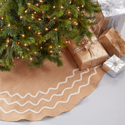 saro lifestyle 560 Beaded Design Burlap Tree Skirt